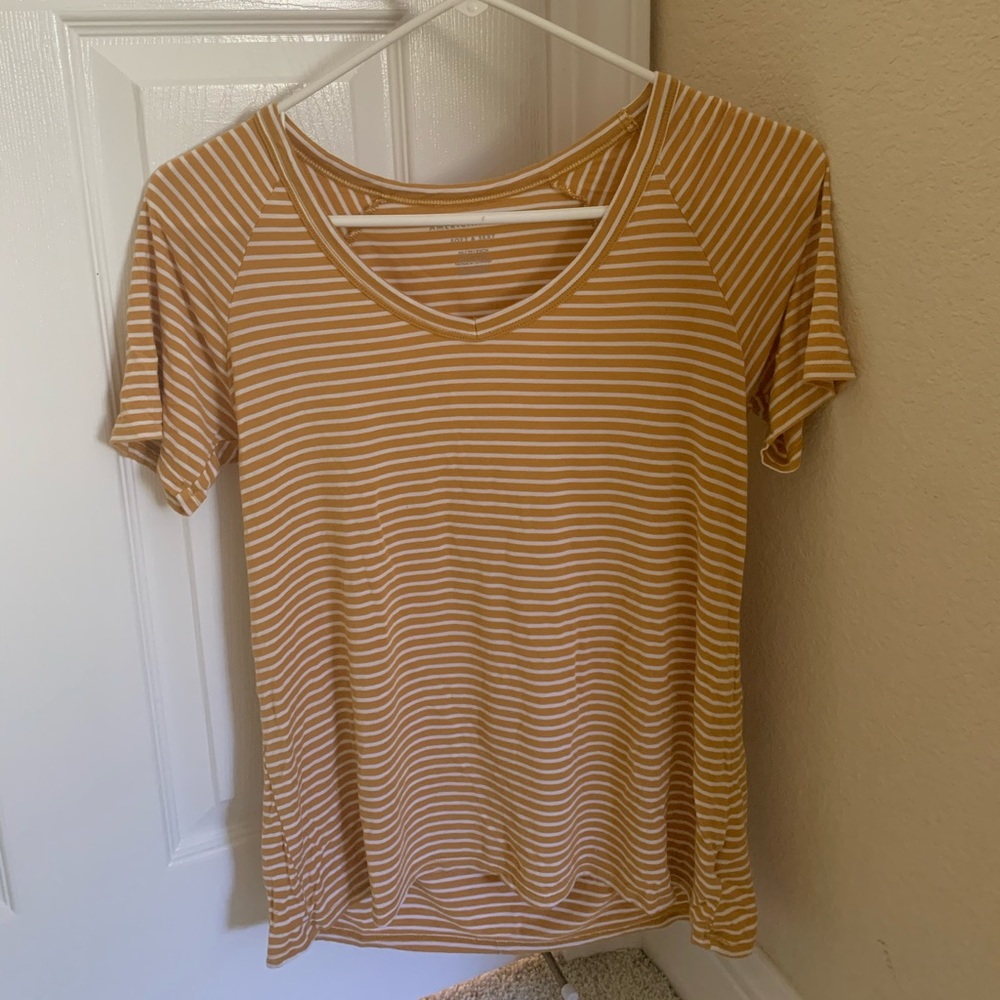 yellow and white stripped flowy top